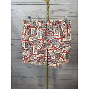 Budweiser Vtg Logo High Rise Raw Hem Shorts Retro 1970s Unisex Red White Blue